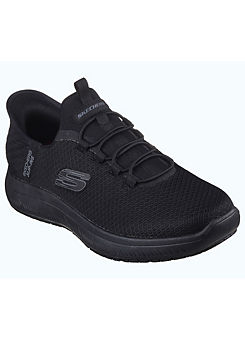 Mens Summits Black Slip Resistant Bungee Athletic Hands Free Slip-Ins Construction Boots by Skechers