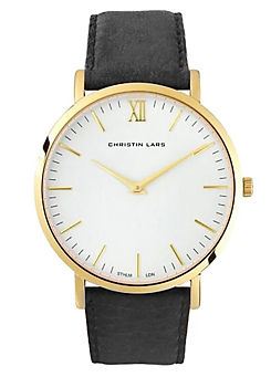 Mens Watch with Black Strap by Christin Lars