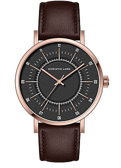 Mens Watch with Brown Strap by Christin Lars