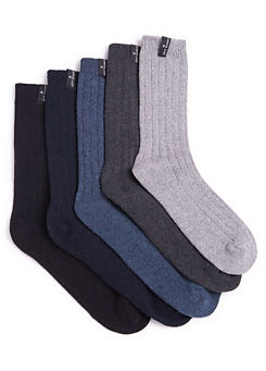 Mens Wool Blend Socks - 5 Pair Pack by Jeff Banks
