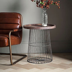 Menzies Round Caged Gun Metal Frame Side Table by Hudson Living