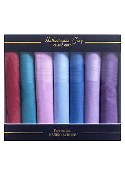 Men’s 7 Pack Assorted Dyed Cotton Handkerchiefs by Hetherington Grey