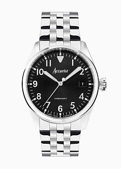Men’s Aviation Silver Stainless Steel Bracelet Analogue 41mm Watch by Accurist