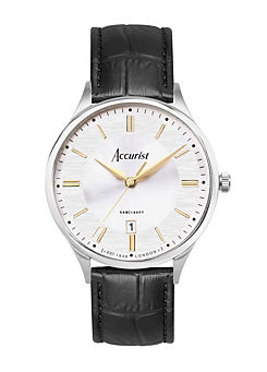 Men’s Classic Black Leather Strap 37mm Watch by Accurist