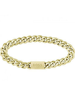 Men’s Gold Plated Stainless Steel Bracelet by Boss