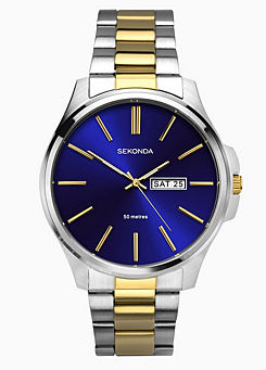 Men’s Jones Two Tone Stainless Steel Bracelet with Blue Dial Watch by Sekonda
