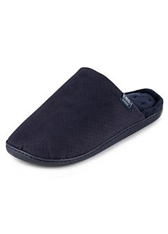 Men’s Navy Perforated Suedette Mule Slippers by Totes Isotoner
