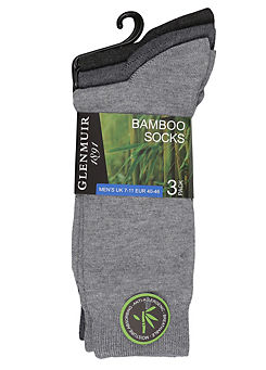 Men’s Pack of 3 Charcoal Bamboo Classic Socks by Glenmuir