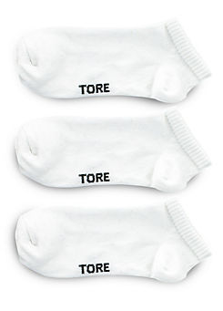 Men’s Pack of 3 White 100% Recycled Half Cushioned Trainer Socks by TORE