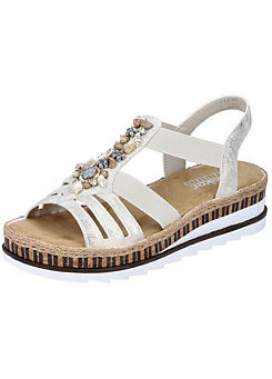 Metallic Look Strappy Wedge Sandals by Rieker