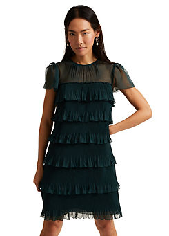 Mimi Dark Green Frill Mini Dress by Phase Eight