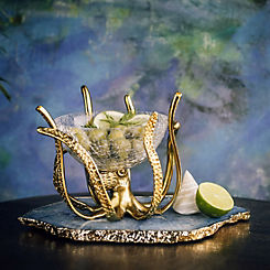 Mini Octopus Stand & Crackle Glass Bowl by Culinary Concepts - Gold
