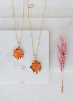 Mini Orange Agate Pendant Necklace by Xander Kostroma