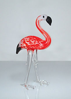 Miniature Flamingo Glass Figurine by Objets D’art