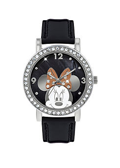 Minnie Mouse Black PU Strap Watch by Disney