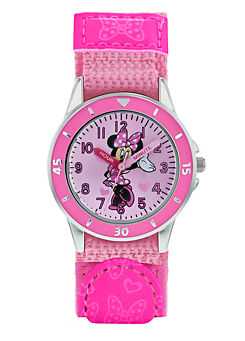 Minnie Mouse Pink PU/Webbing Strap Watch by Disney