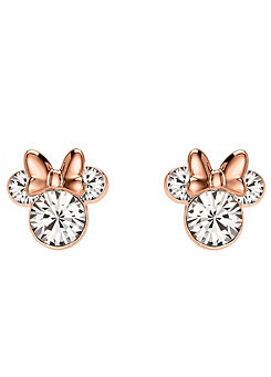 Minnie Mouse Rose Gold Silver Plated Crystal Stud Earrings by Disney