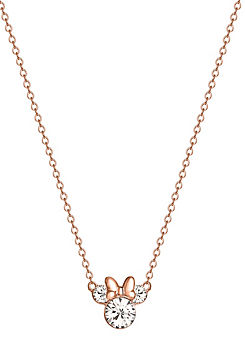 Minnie Mouse Rose Gold Sterling Silver Clear Crystal Necklace by Disney
