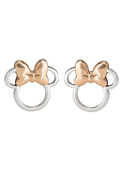 Minnie Mouse Silver & Rose Gold Sterling Silver Stud Earrings by Disney