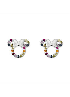 Minnie Mouse Sterling Silver Rainbow CZ Stone Set Stud Earrings by Disney