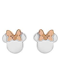 Minnie Mouse Two Tone Rose Gold Sterling Silver Stud Earrings by Disney