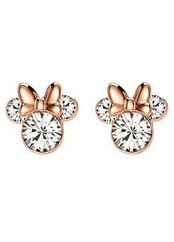 Minnie Mouse Two Tone Sterling Silver Crystal Earrings by Disney
