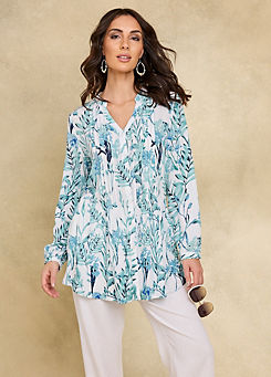 Mint Floral Print Crinkle Blouse by Together