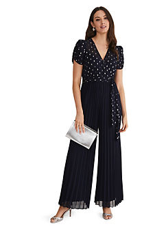 Molli Spot Pleated Jumpsuit by Phase Eight
