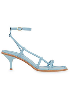 Mollie Blue Leather Twist Front Heeled Sandals by Whistles