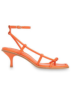 Mollie Orange Leather Twist Front Heeled Sandals by Whistles