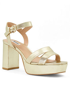 Molten Gold Leather Mid-Platform Sandals by Dune London