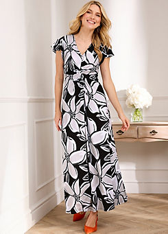Mono Floral Knot Front Maxi Dress by Kaleidoscope