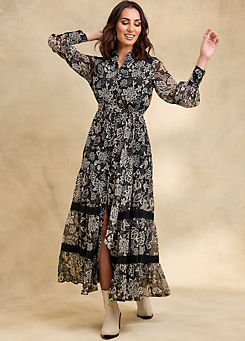 Mono Floral Print Maxi Shirt Dress by Together
