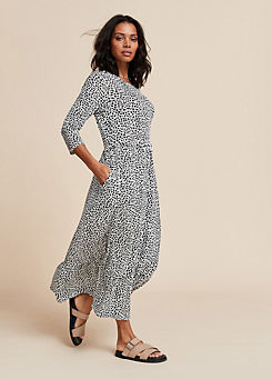 Mono Spot Print Tiered Jersey Maxi Dress by Freemans