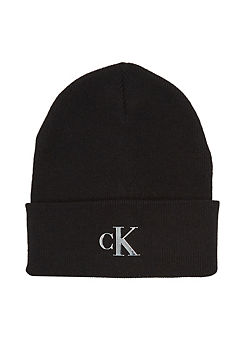 Monogram Wool Blend Beanie Hat by Calvin Klein