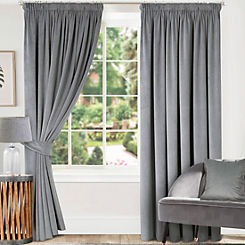 Montreal Pair of Velour Lined Pencil Pleat Curtains by Home Curtains