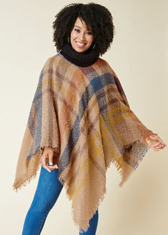 Multi High Neck Checked Poncho by Kaleidoscope