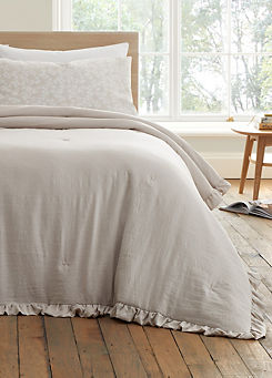 Natural Soft Washed Frill Bedspread by Bianca