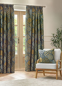 Nature Ophelia Pencil Pleat Lined Jacquard Curtains by Wylder