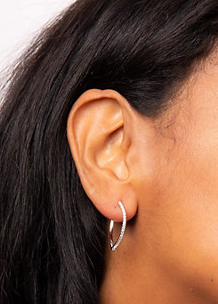 Navette Hoop Earrings with Cubic Zirconia by Fiorelli