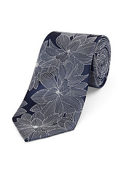 Navy & White Floral Tie by Skopes