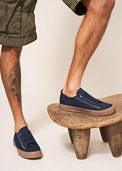 Navy Canvas Lace Up Plimsolls by White Stuff