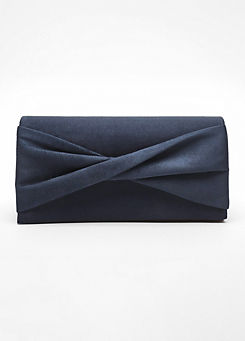 Navy Faux Suede Folded Clutch Bag by Quiz