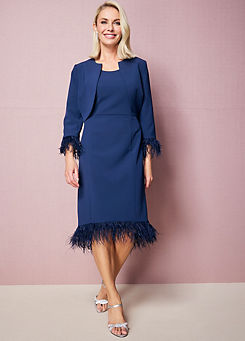 Navy Feather Trim Dress and Jacket by Kaleidoscope