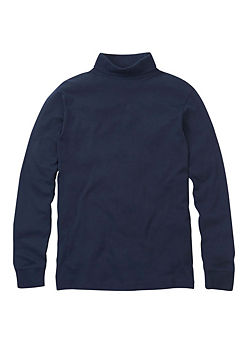 Navy Long Sleeve Roll Neck Top by Cotton Traders