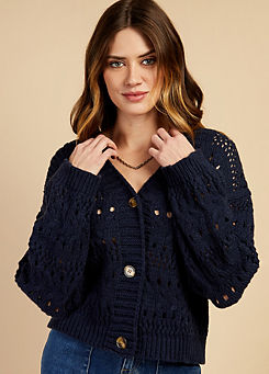 Navy Open Knit Cardigan by Vogue Williams by Little Mistress