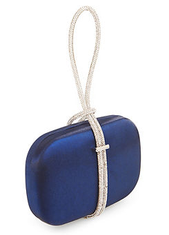 Navy Satin Diamante Handle Clutch Bag by Kaleidoscope