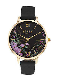 Navy Strap Ladies Watch With Navy Floral Dial by Lipsy