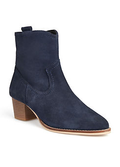 Navy Suede Western Tall Ankle Boots by Freemans