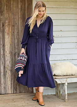 Navy Tiered Maxi Dress by Freestyle